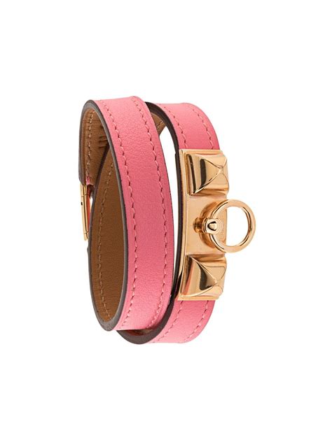 hermes pink leather bracelet